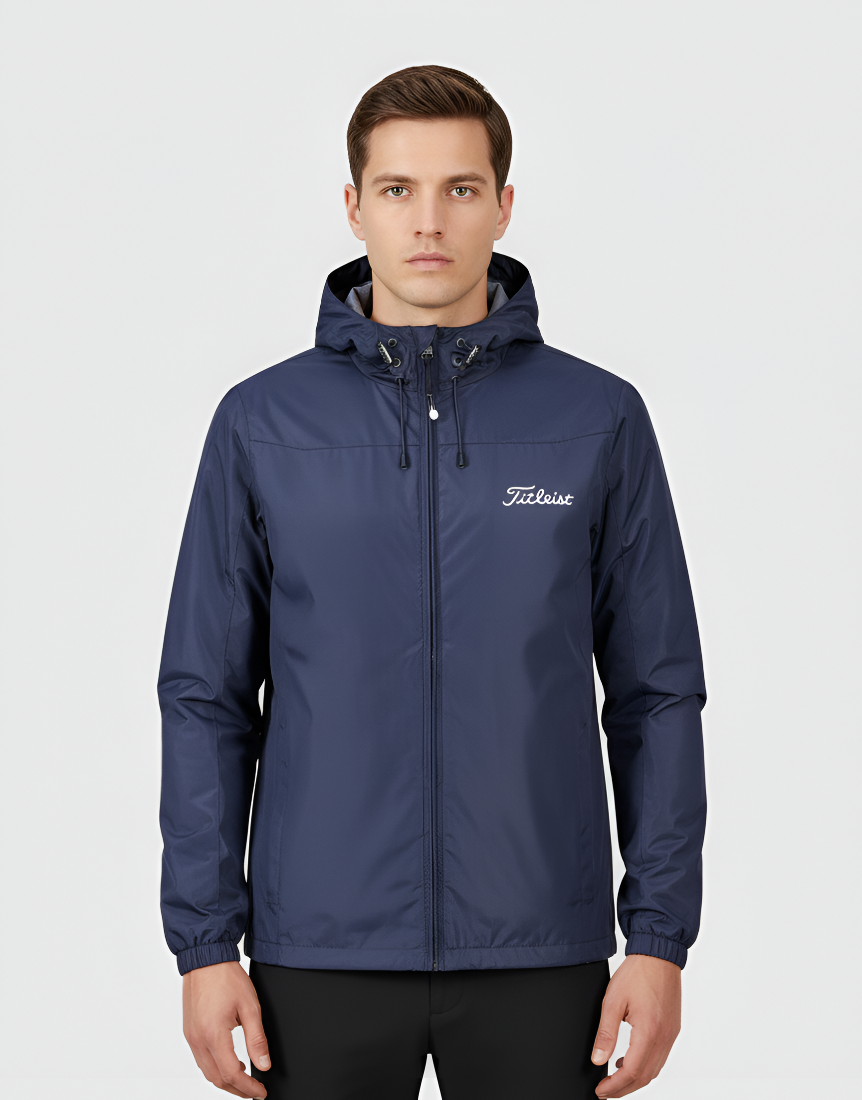 Férfi kapucnis golfdzseki szélálló vízálló könnyű teljesítménykülső ruházat