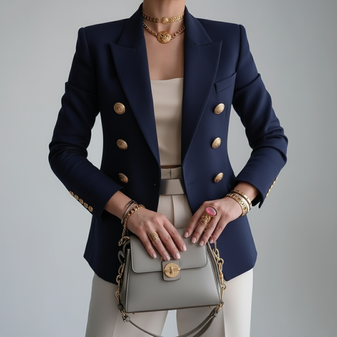 Women’s Double-Breasted Blazer | Elegant Tailored Suit Jacket