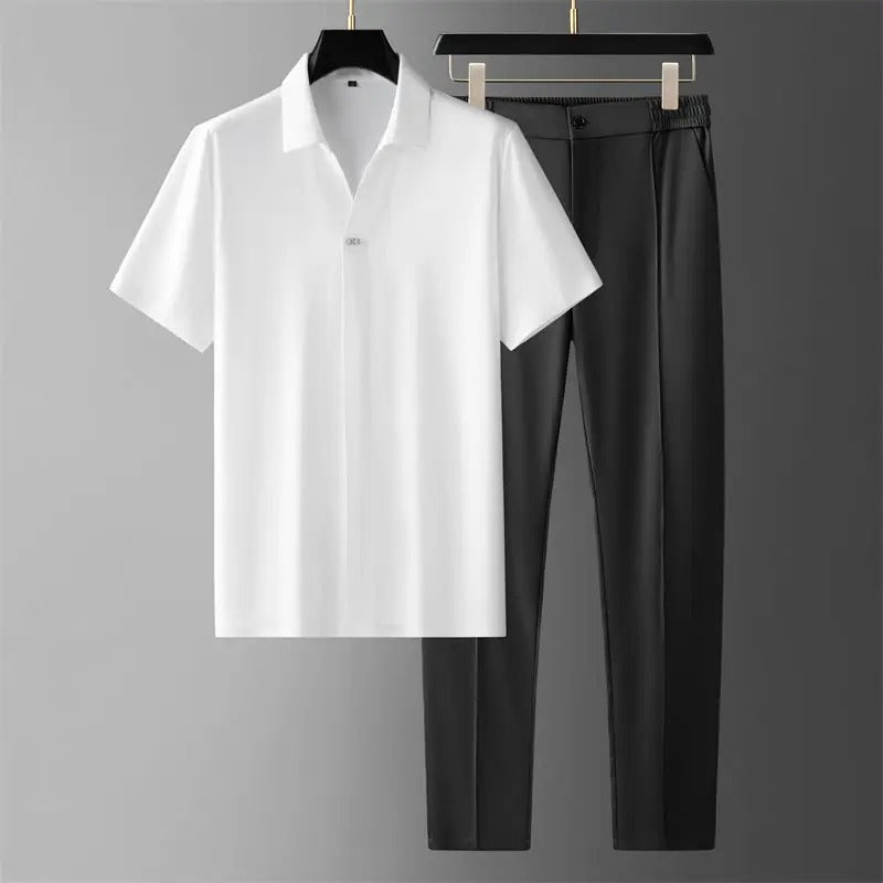 Men’s Stylish Two-Piece Set | Casual Polo Outfit