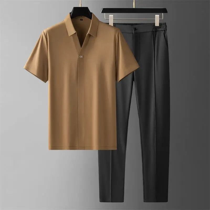 Men’s Stylish Two-Piece Set | Casual Polo Outfit