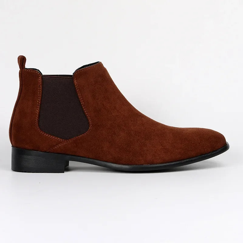 David | Men’s Pull-On Ankle Chelsea Boots | Classic Suede Design for Timeless Style and Comfort