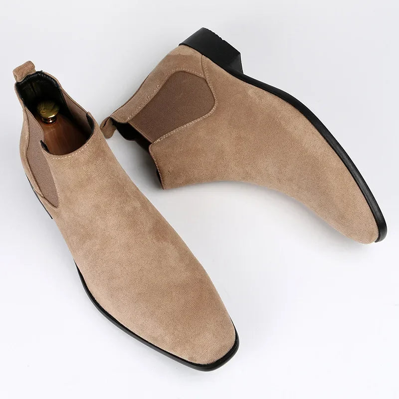 David | Men’s Pull-On Ankle Chelsea Boots | Classic Suede Design for Timeless Style and Comfort