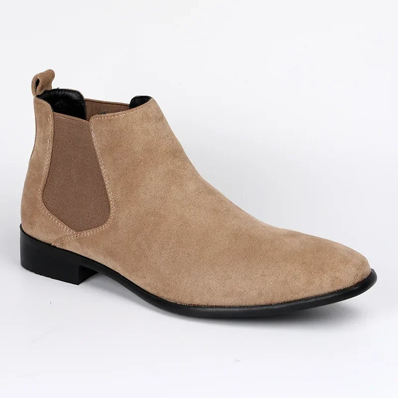 David | Men’s Pull-On Ankle Chelsea Boots | Classic Suede Design for Timeless Style and Comfort