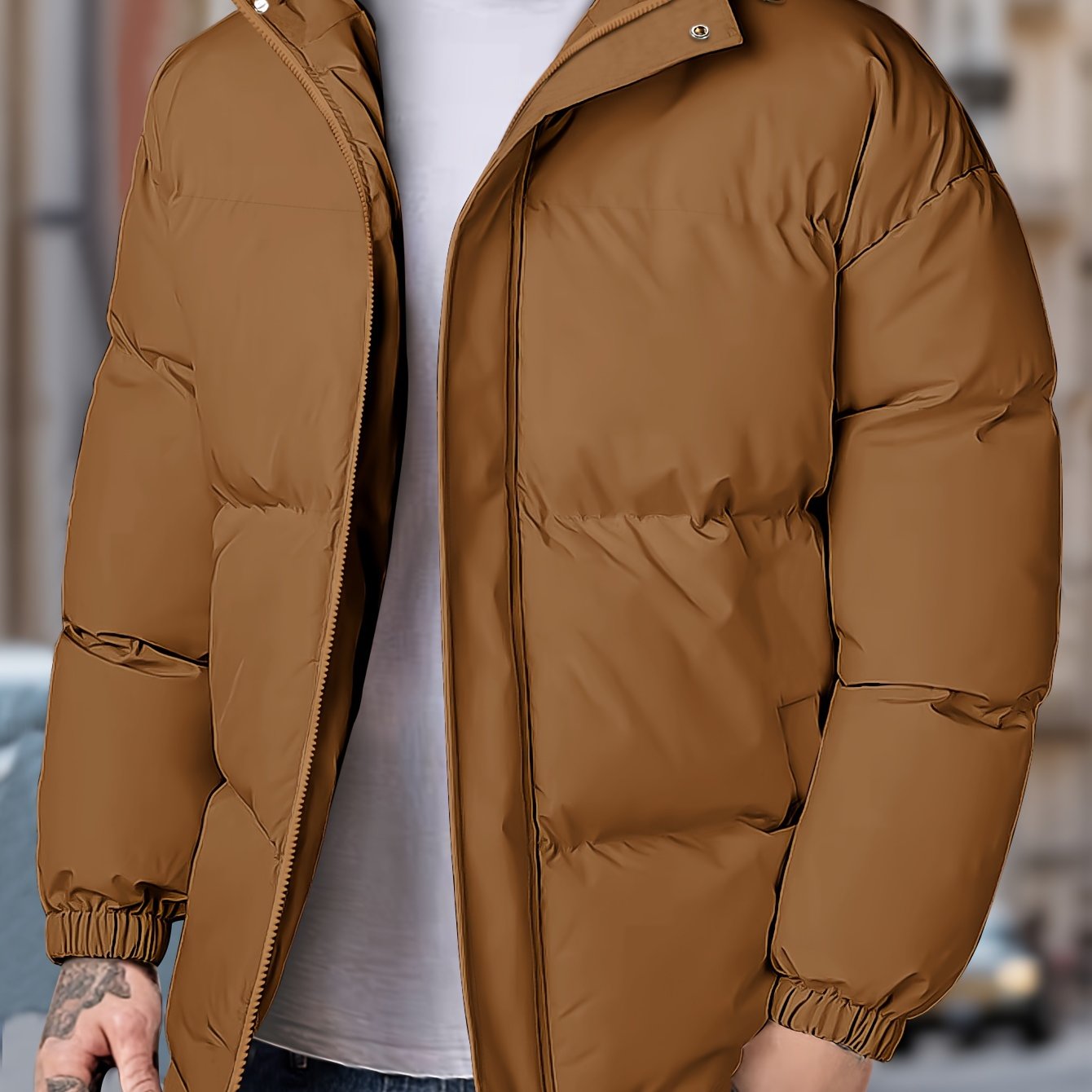 Men’s Warm Windproof Puffer Jacket | Hooded Winter Coat
