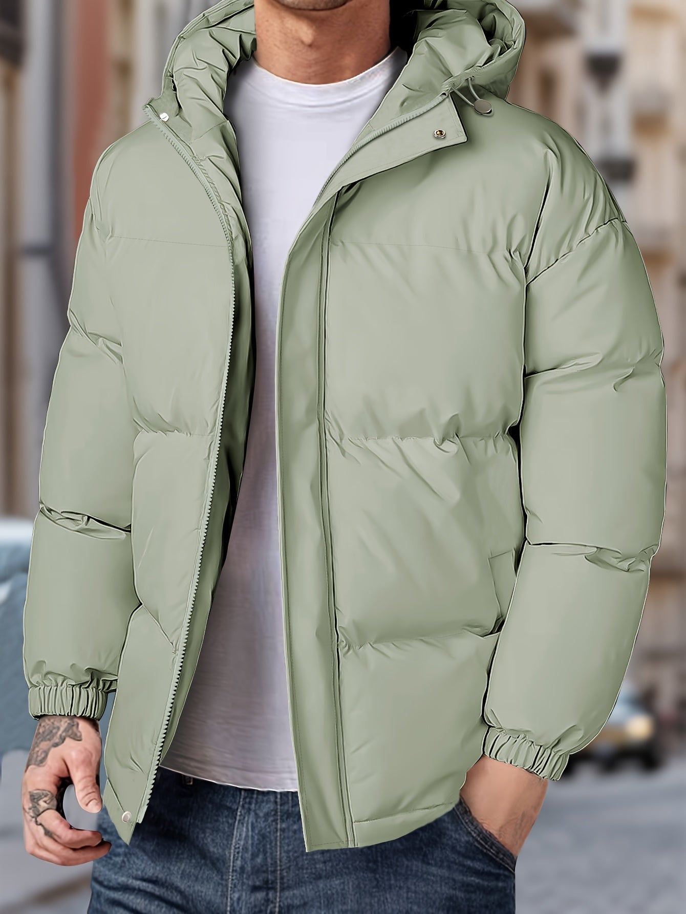 Men’s Warm Windproof Puffer Jacket | Hooded Winter Coat