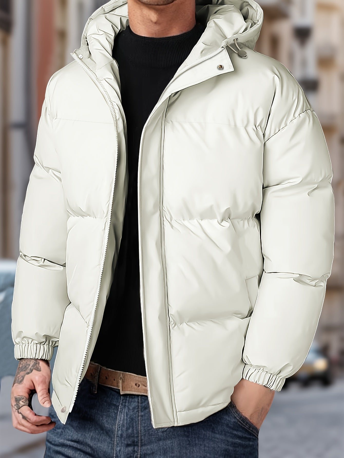 Men’s Warm Windproof Puffer Jacket | Hooded Winter Coat
