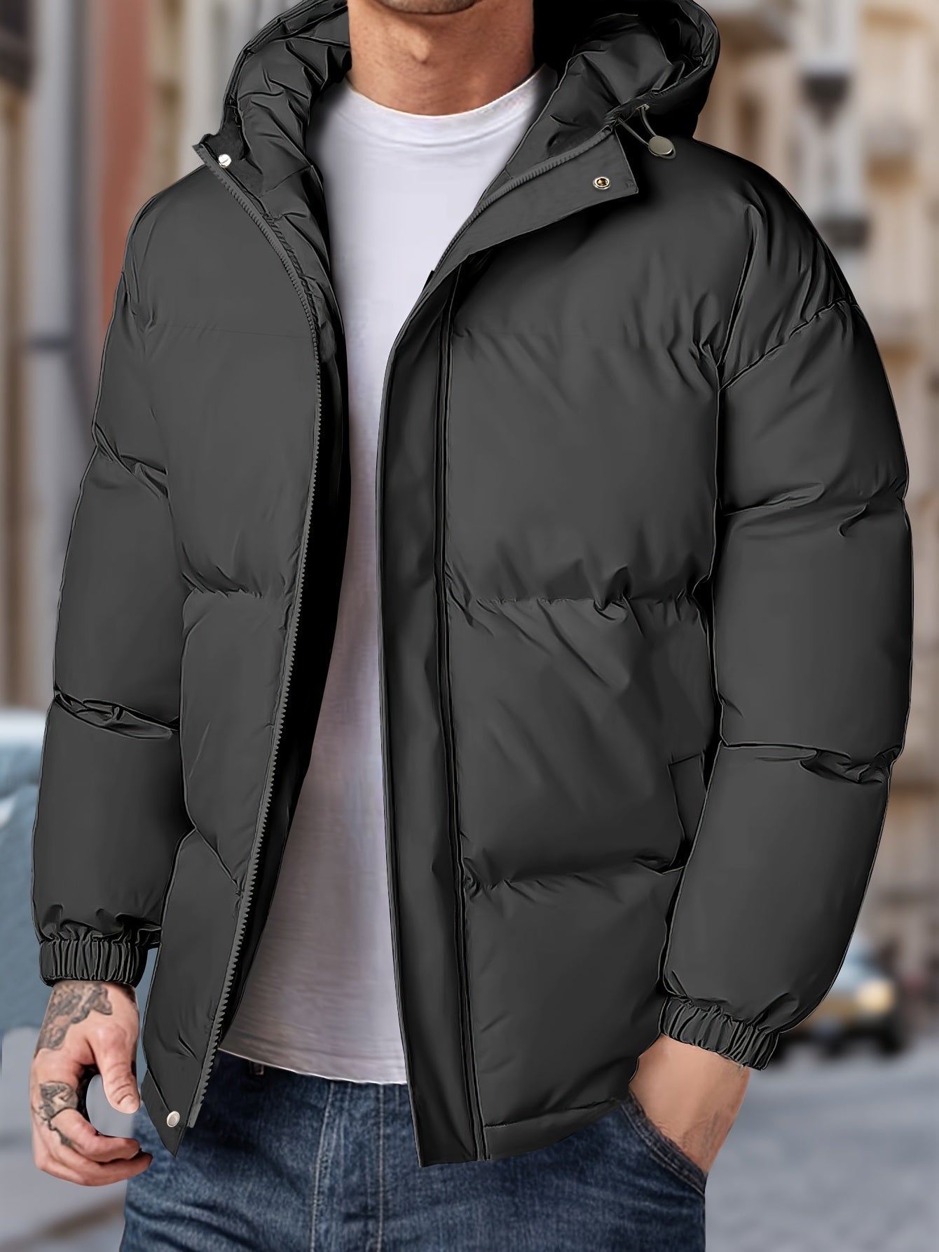 Men’s Warm Windproof Puffer Jacket | Hooded Winter Coat