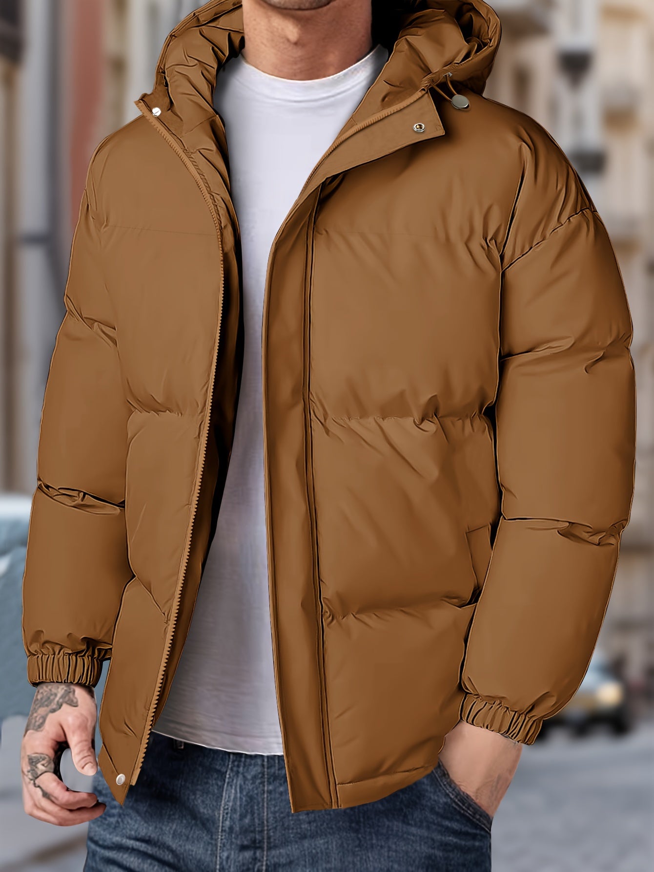 Men’s Warm Windproof Puffer Jacket | Hooded Winter Coat