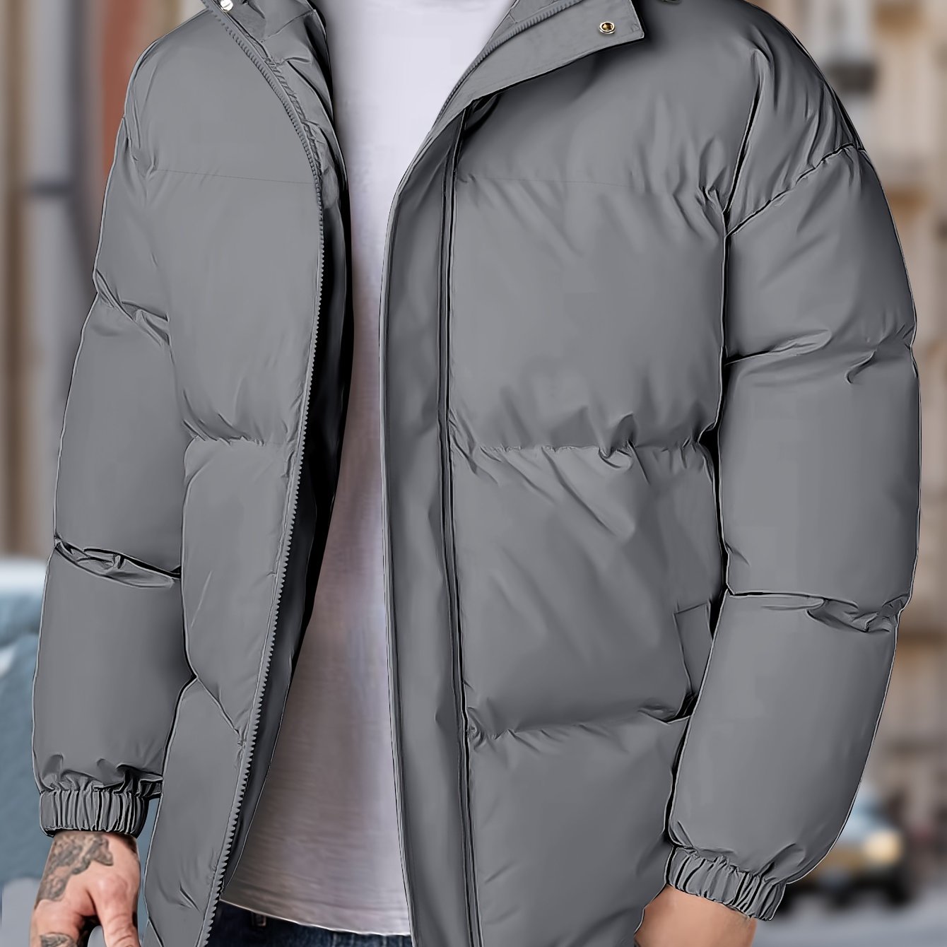 Men’s Warm Windproof Puffer Jacket | Hooded Winter Coat