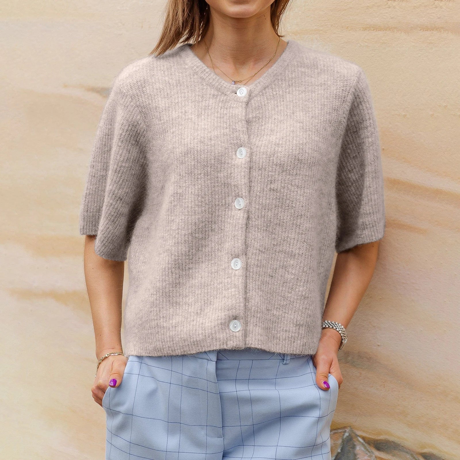 Women’s Short Sleeve Knit Cardigan | Soft Elegant