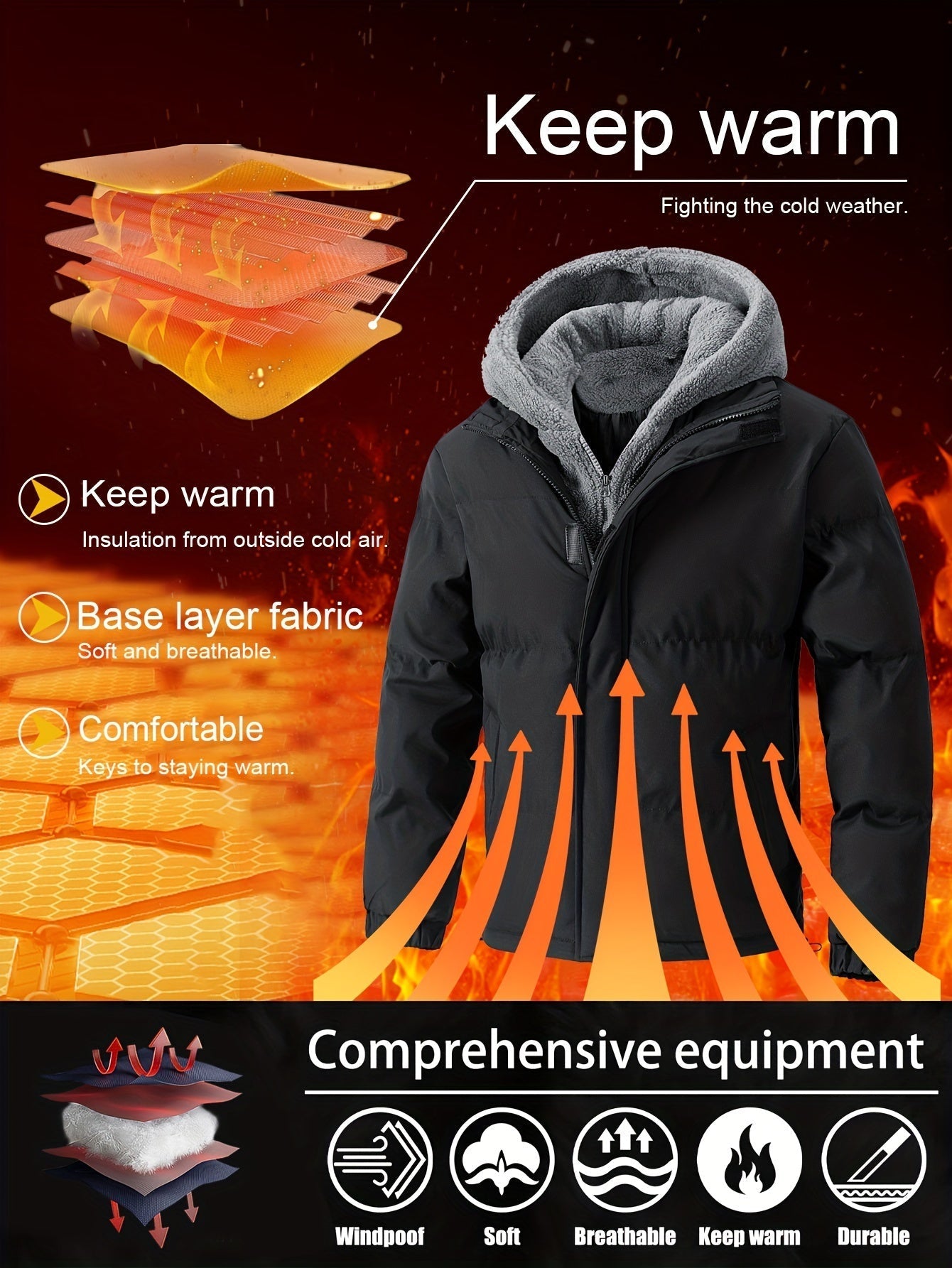 Men’s Padded Hooded Jacket | Warm Winter Coat