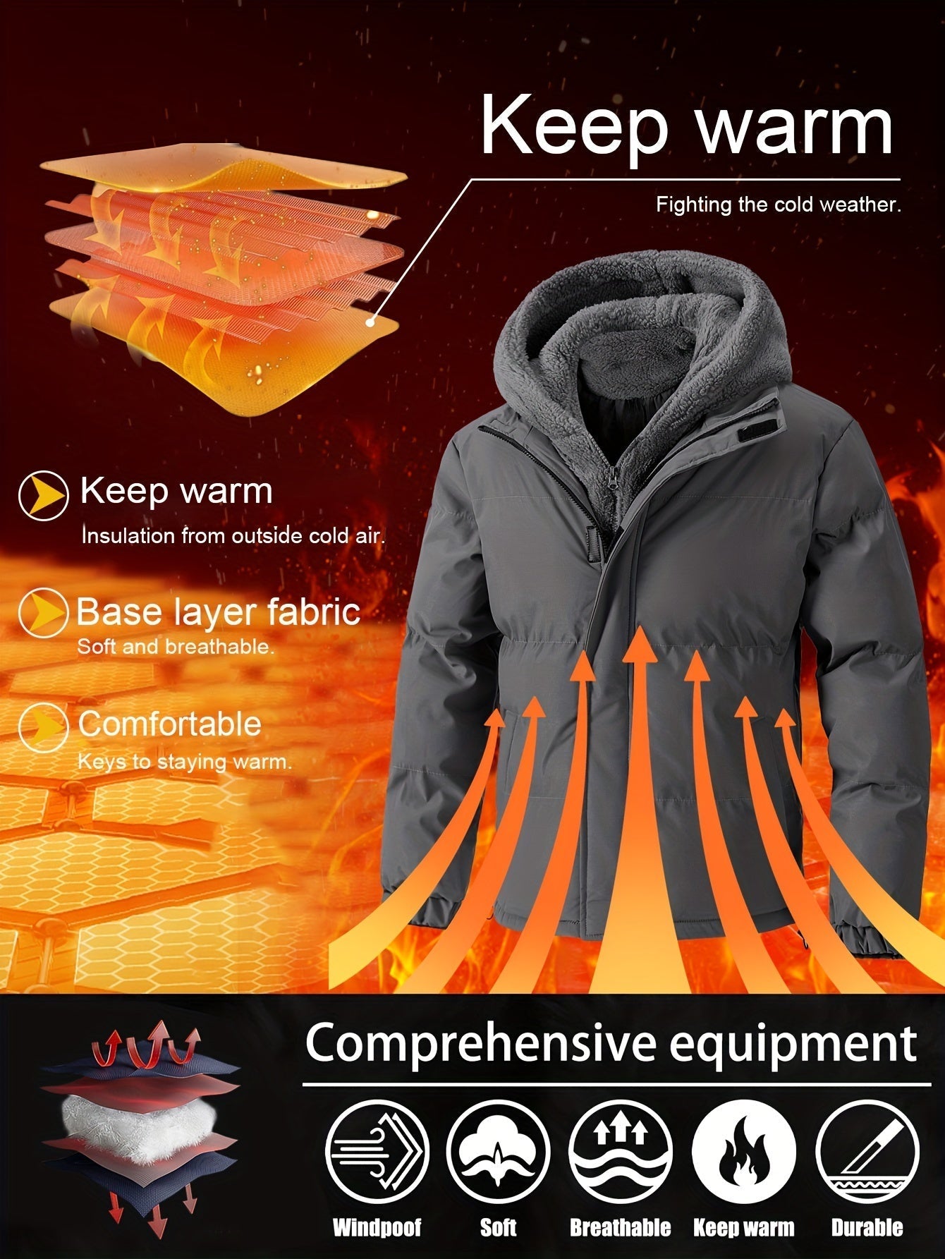 Men’s Padded Hooded Jacket | Warm Winter Coat