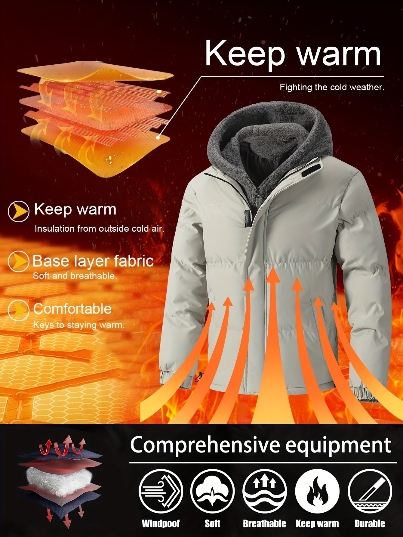 Men’s Padded Hooded Jacket | Warm Winter Coat