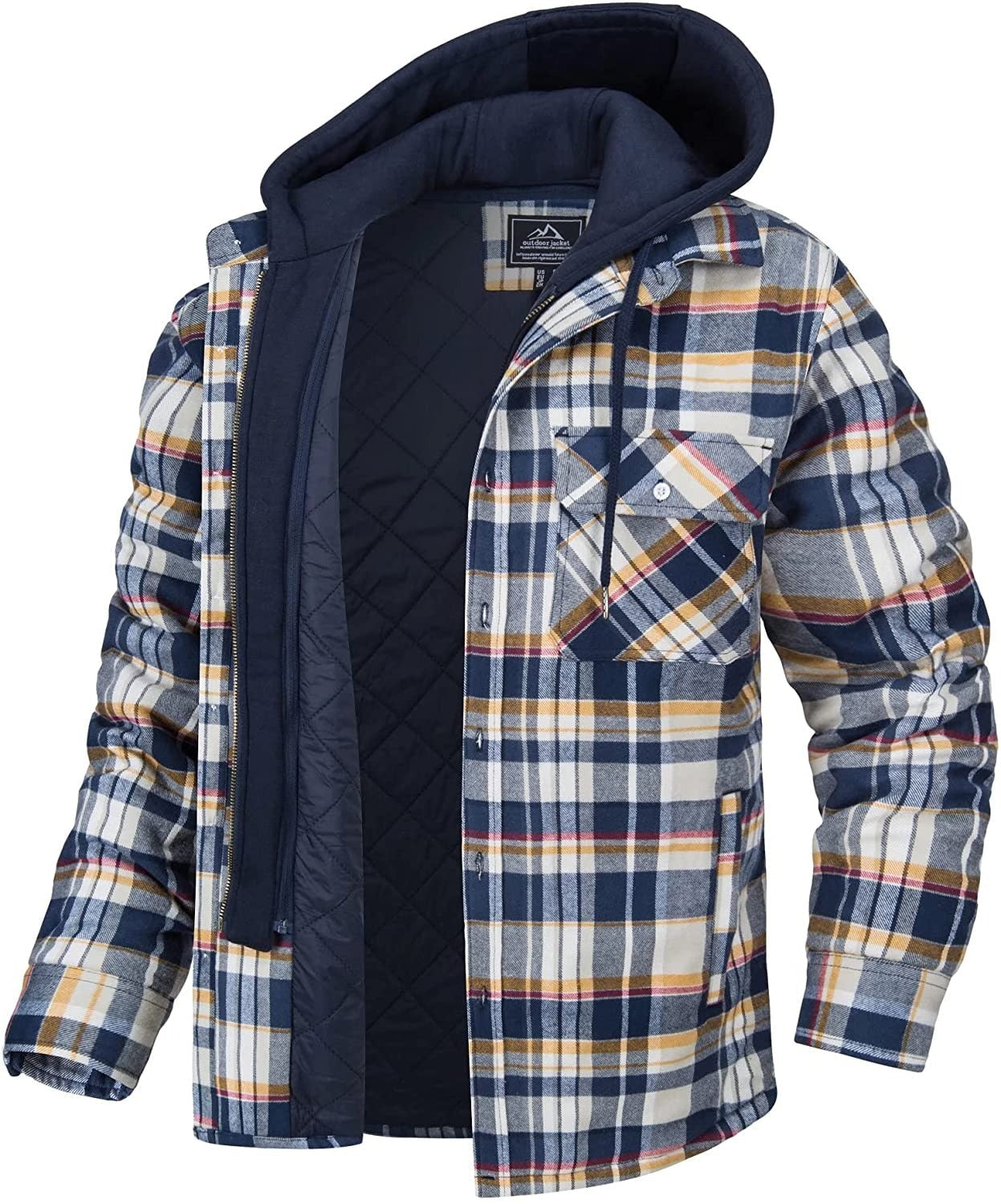 Men’s Checked Hooded Jacket | Warm Lined