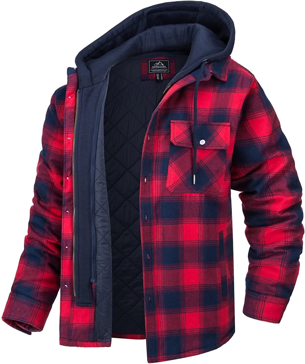 Men’s Checked Hooded Jacket | Warm Lined