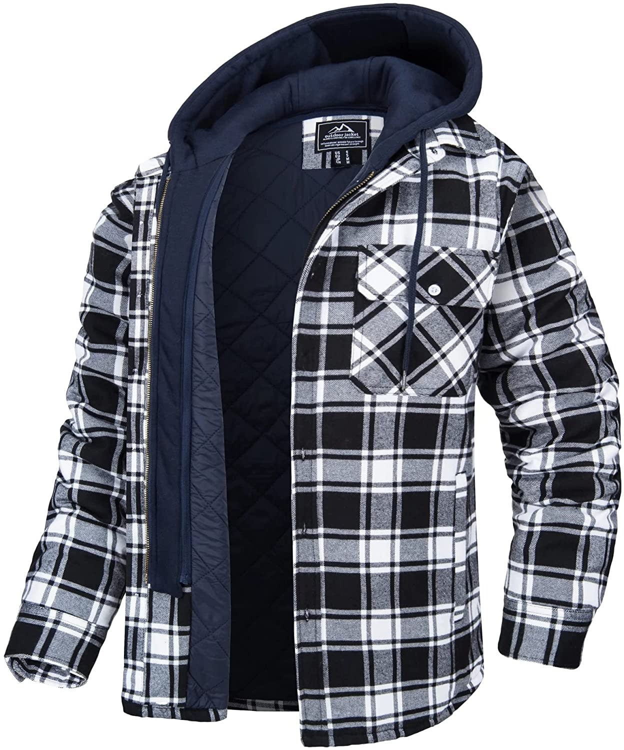 Men’s Checked Hooded Jacket | Warm Lined