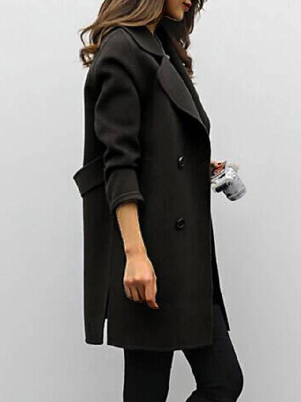 Women’s Double-Breasted Long Coat | Elegant Winter Overcoat