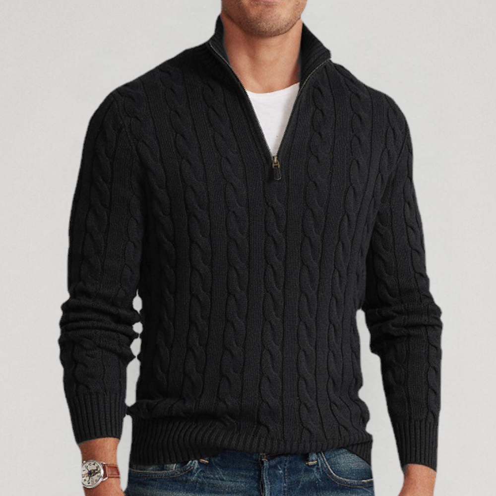 Men’s Cable Knit Sweater | Quarter-Zip Classic