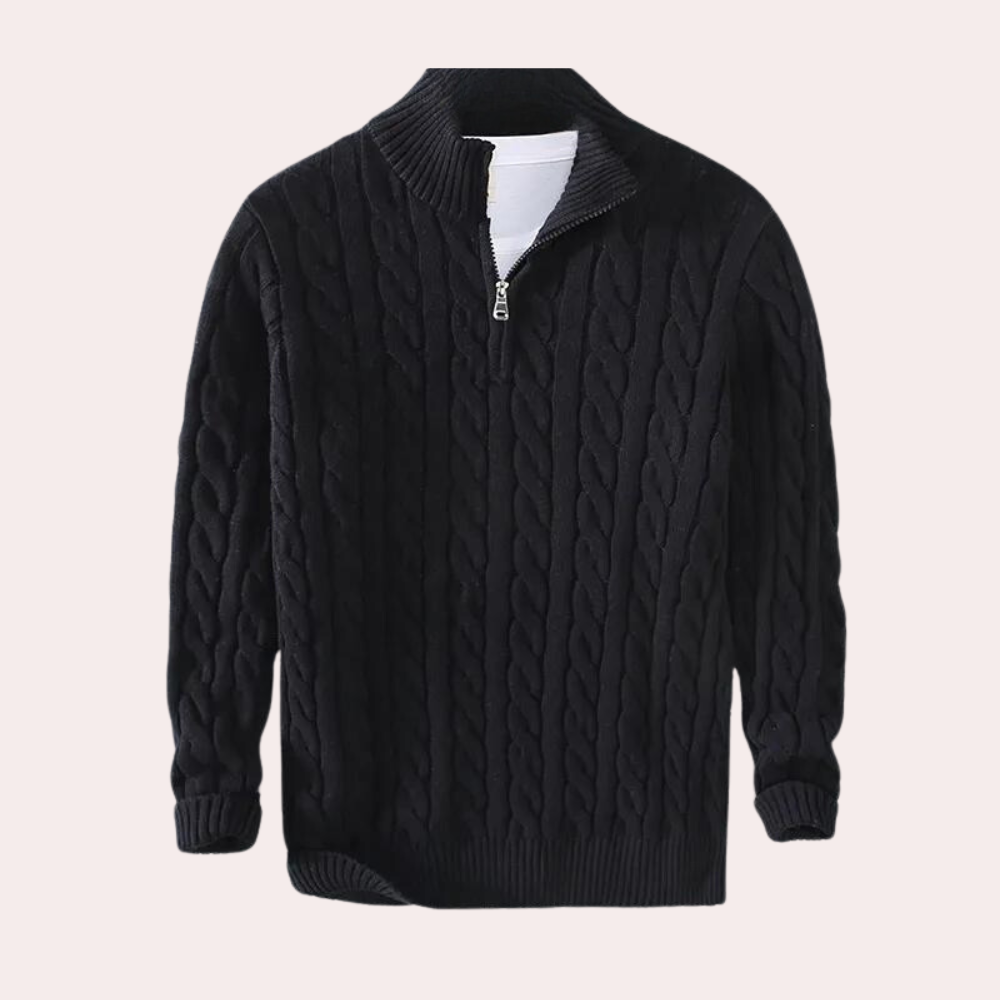 Men’s Cable Knit Sweater | Quarter-Zip Classic