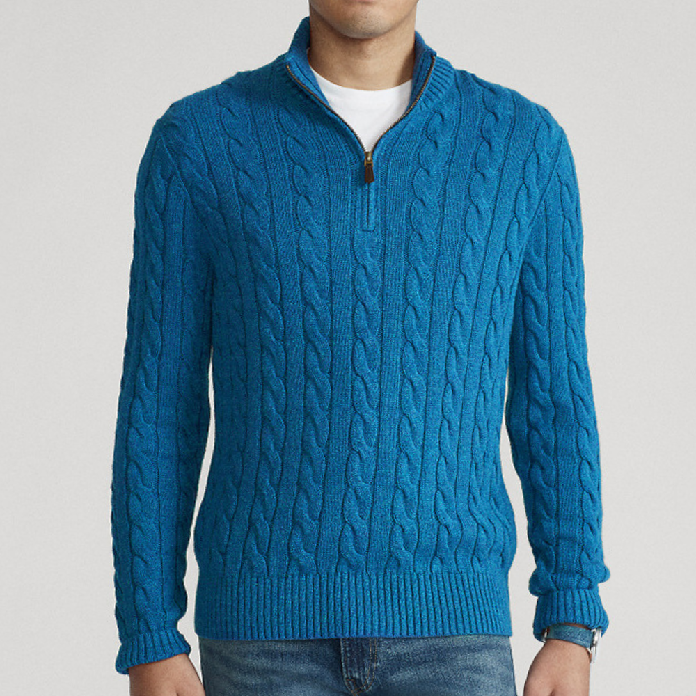 Men’s Cable Knit Sweater | Quarter-Zip Classic