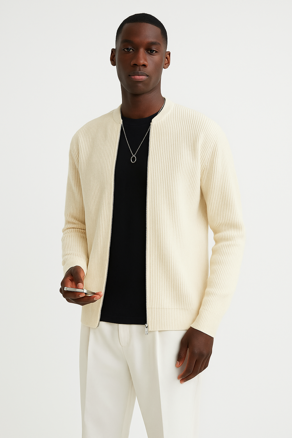 Men’s Zip-Up Ribbed Knit Sweater | Modern Minimalist