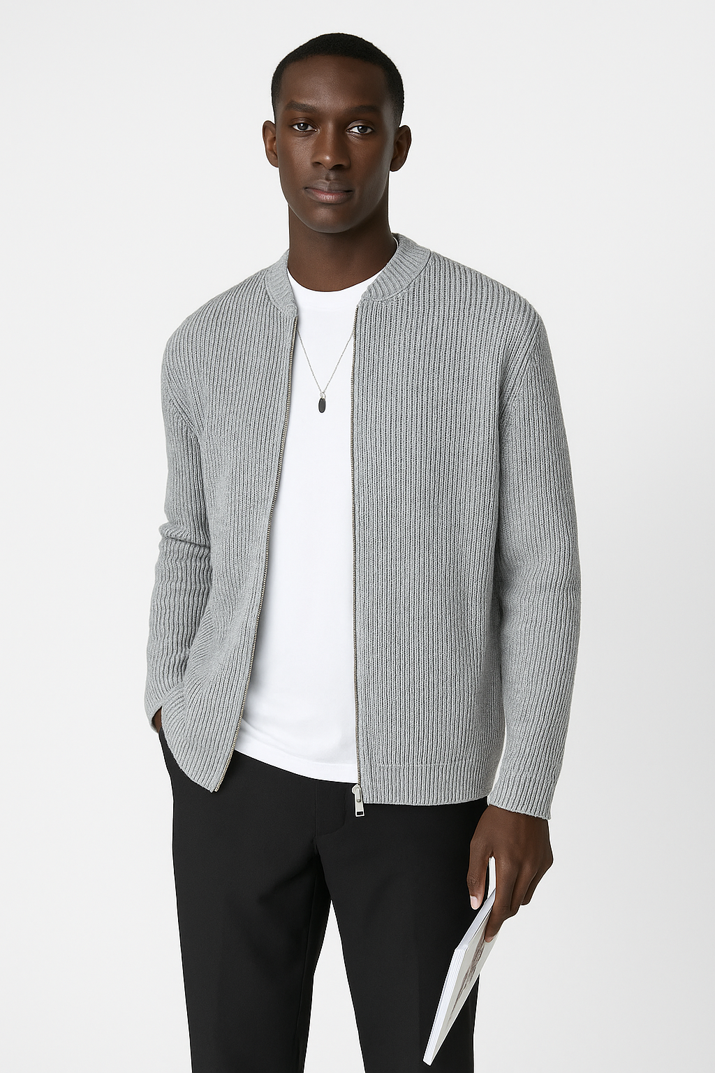Men’s Zip-Up Ribbed Knit Sweater | Modern Minimalist