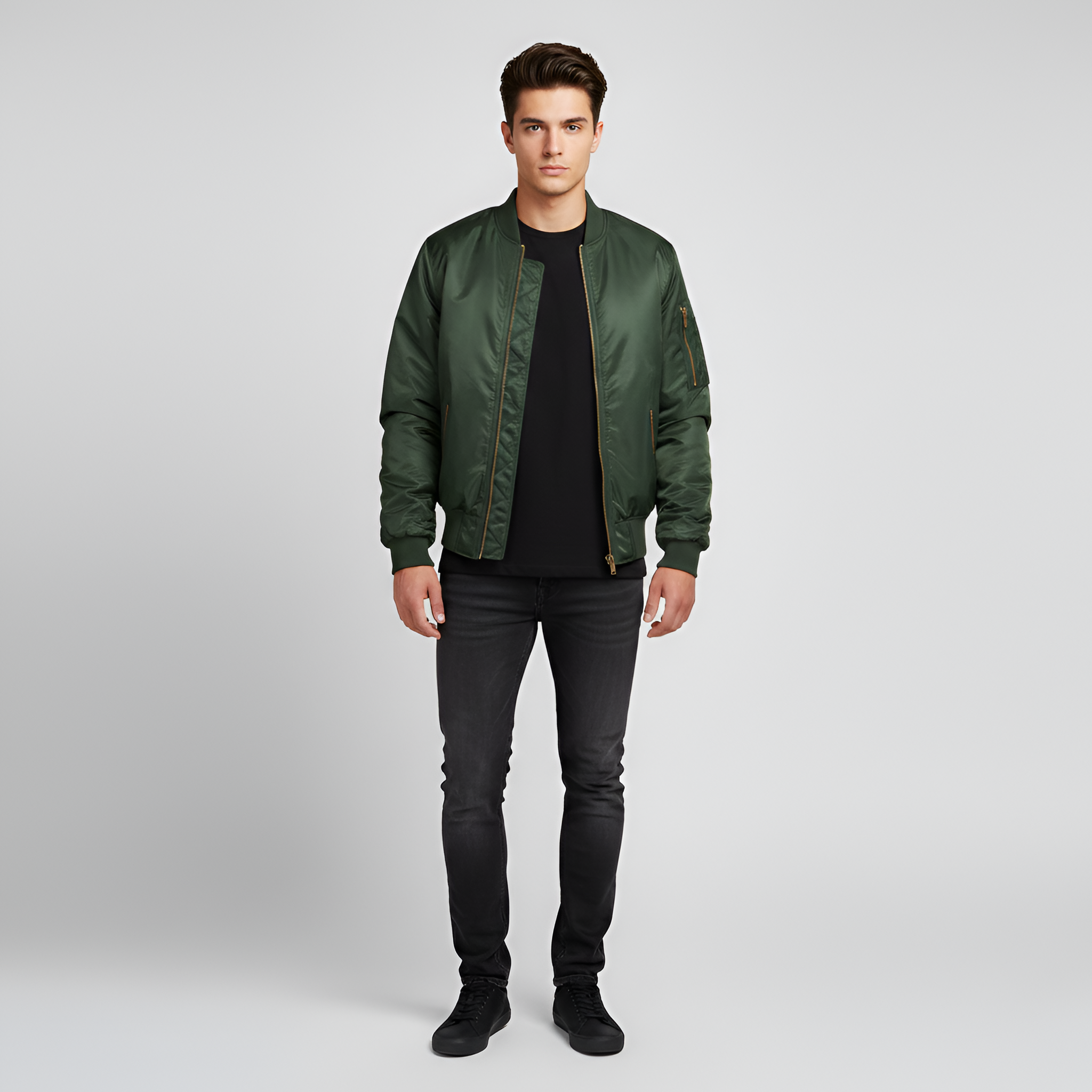 Pánská bomber bunda lehká s předním zipem neformální každodenní svrchní oděv