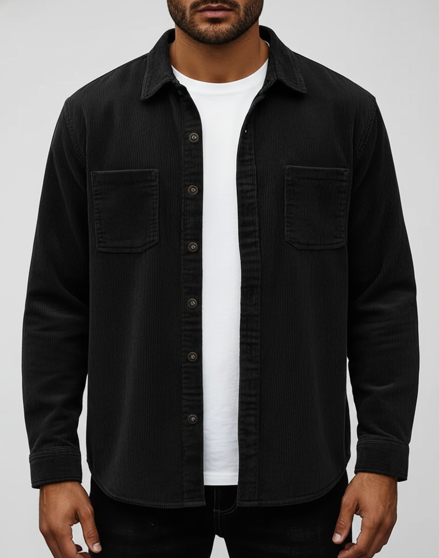 Camicia da uomo in velluto a coste con bottoni By Assuli