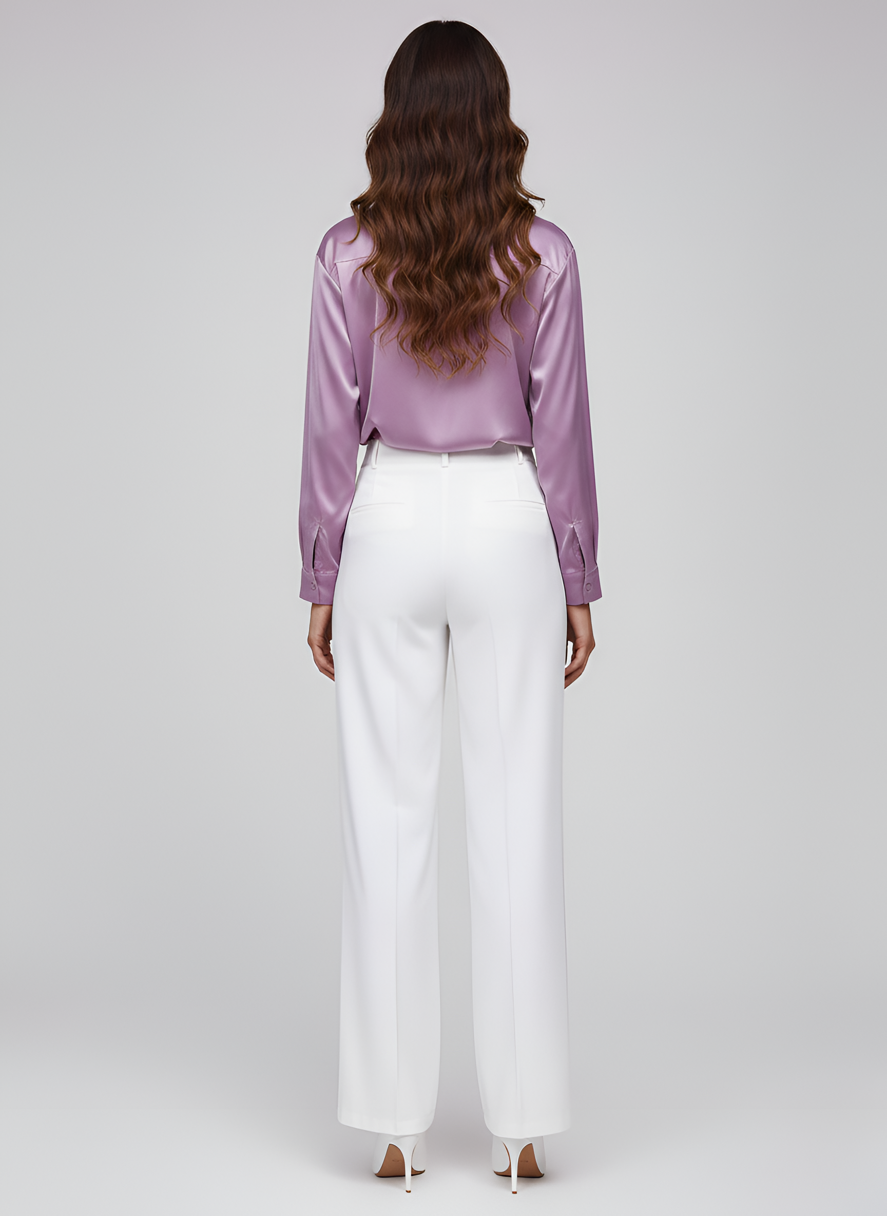 Women’s Satin Tie Front Blouse Long Sleeve Button Up Shirt