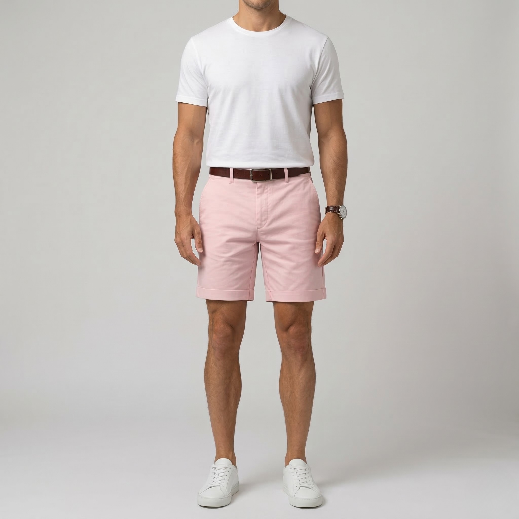 Shorts chino en coton pour homme Coupe ajustée Shorts d'été décontractés avec poches
