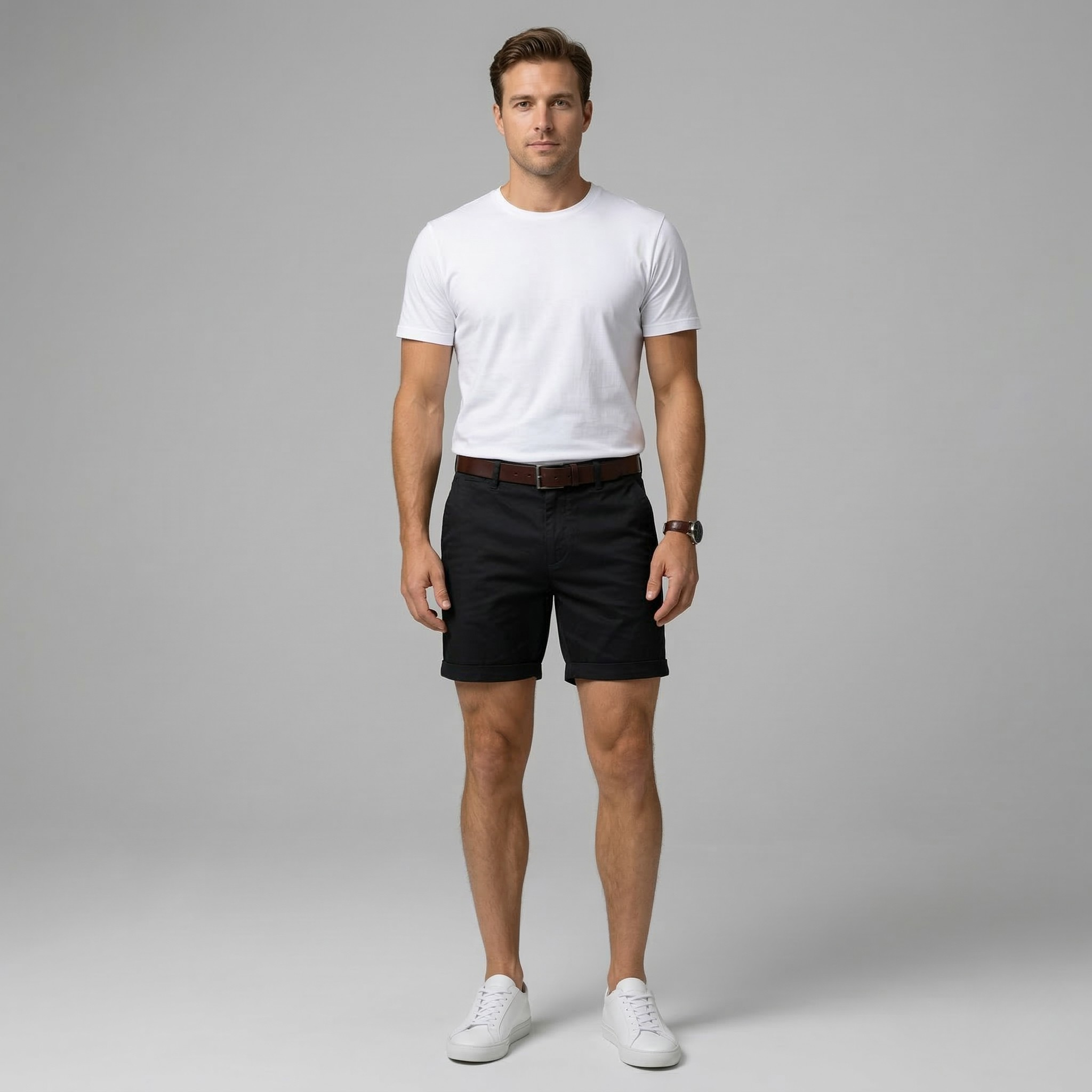 Shorts chino en coton pour homme Coupe ajustée Shorts d'été décontractés avec poches