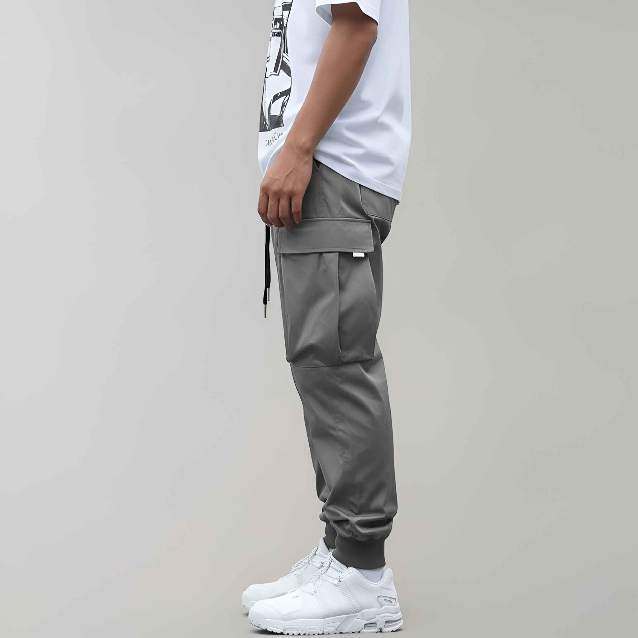 By Assuli Men’s Cargo Jogger Pants Cotton Blend Elastic Waist Streetwear