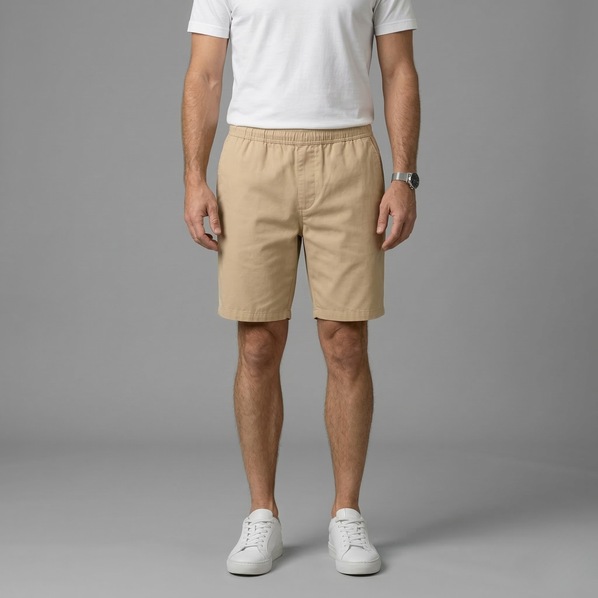 Shorts en coton pour homme avec cordon de serrage, taille élastique, shorts d'été décontractés avec poches