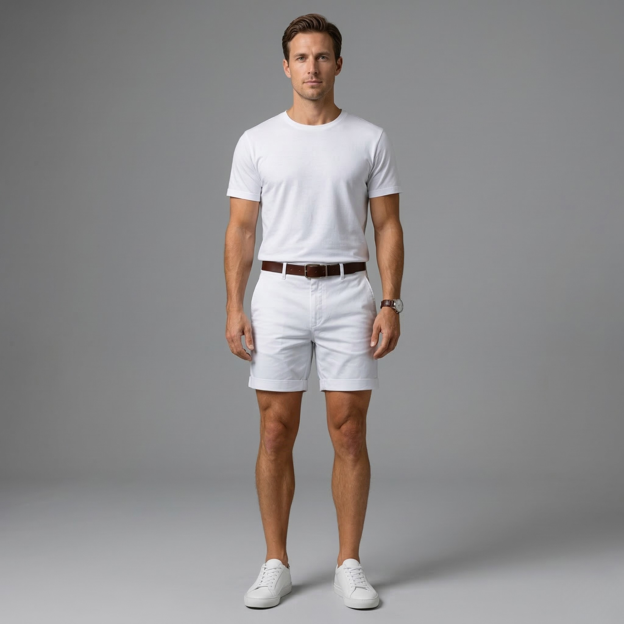 Shorts chino en coton pour homme Coupe ajustée Shorts d'été décontractés avec poches