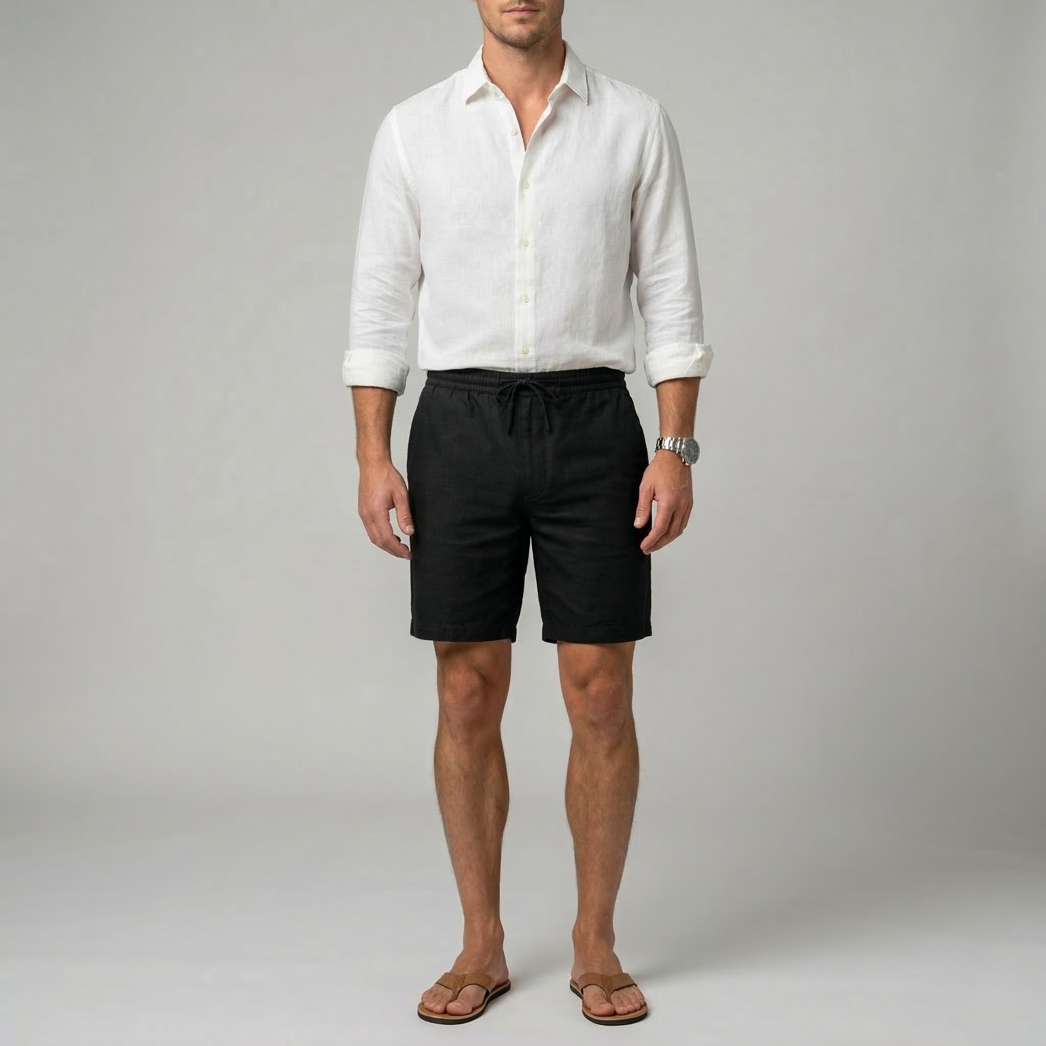 Shorts décontractés pour homme à cordon de serrage, taille élastique, légers, pour l'été et la détente