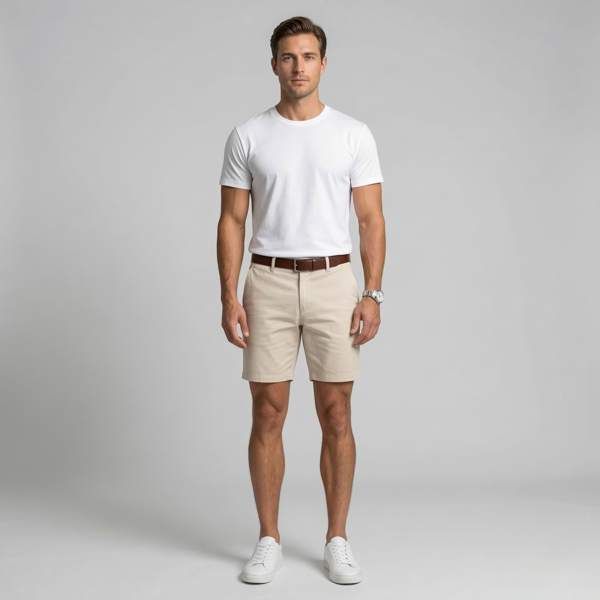 Shorts chino en coton pour homme Coupe ajustée Shorts d'été décontractés avec poches