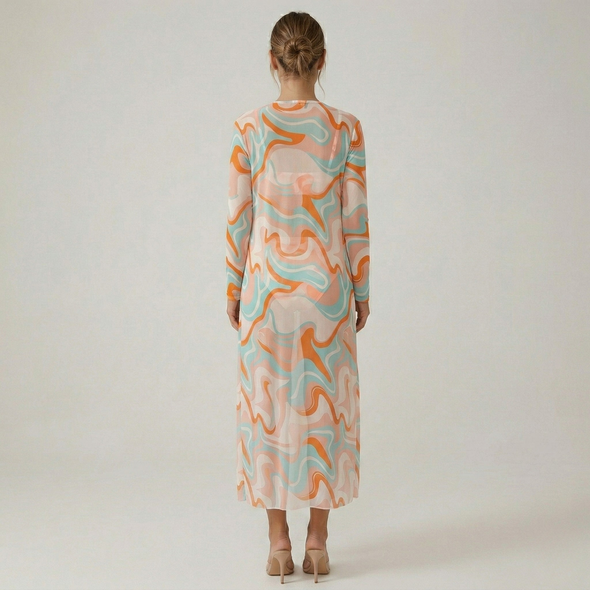 Σετ μαγιό γυναικείο 3 τεμαχίων με τοπ μπικίνι, σορτς και μακρύ κάρντιγκαν κάλυψης