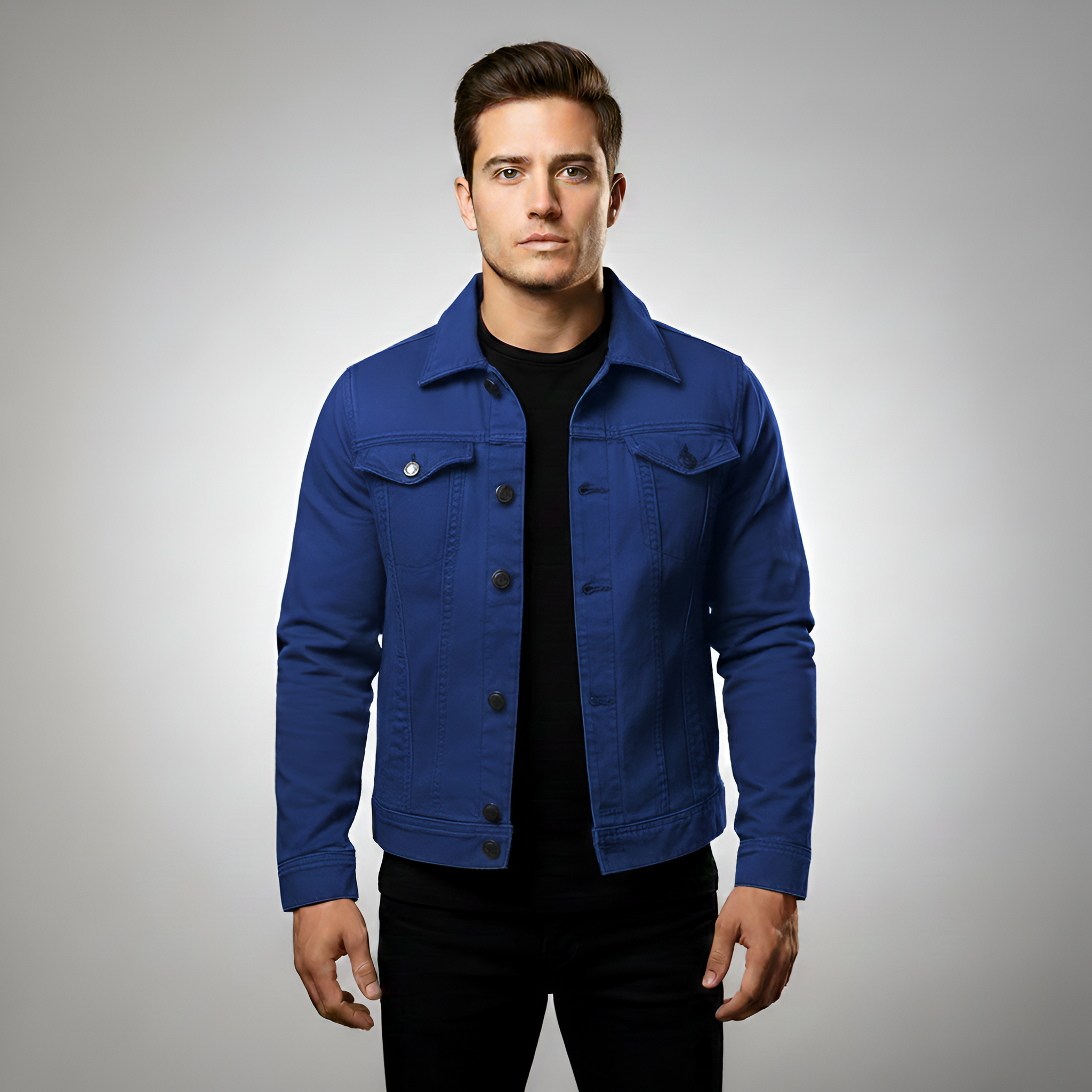 By Assuli Men’s Cotton Denim Jacket Slim Fit Casual Jacket for Everyday Wear