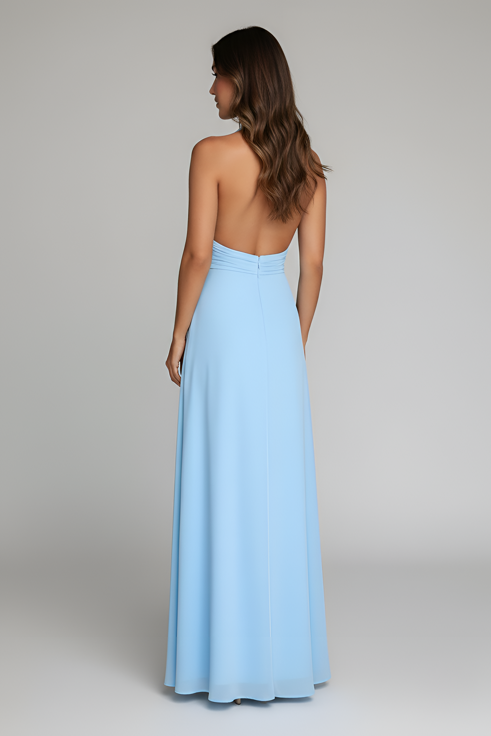 Women’s Halter Neck Maxi Dress with High Slit Evening Gown