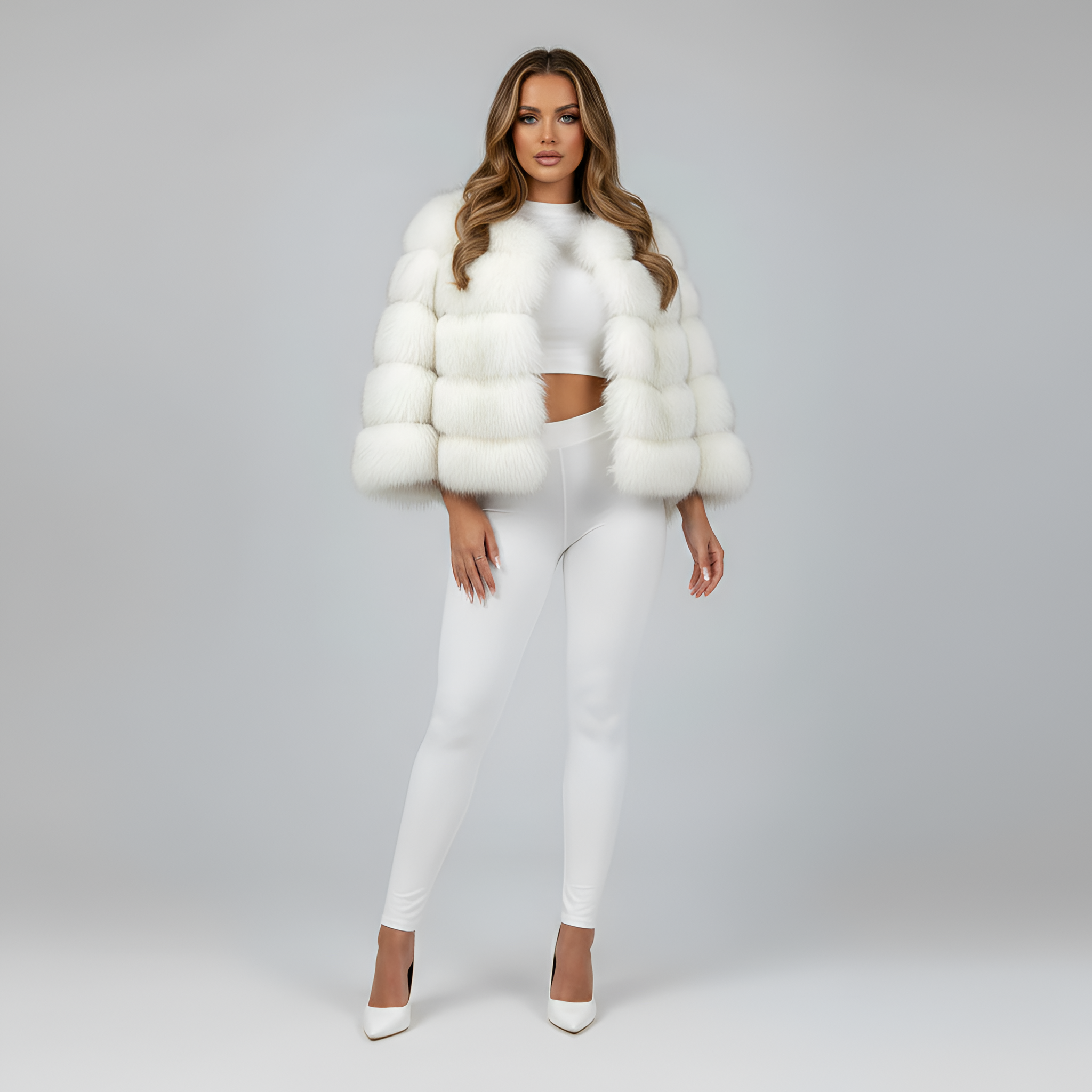 Veste pour femme en fausse fourrure, courte, à manches longues, vêtement d'extérieur d'hiver