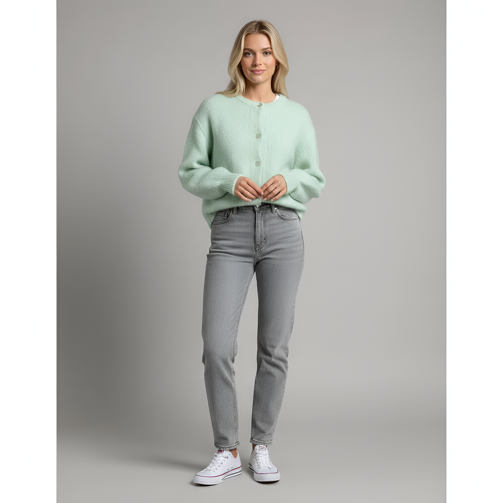 Women’s Knit Cardigan with Button Front and Relaxed Fit