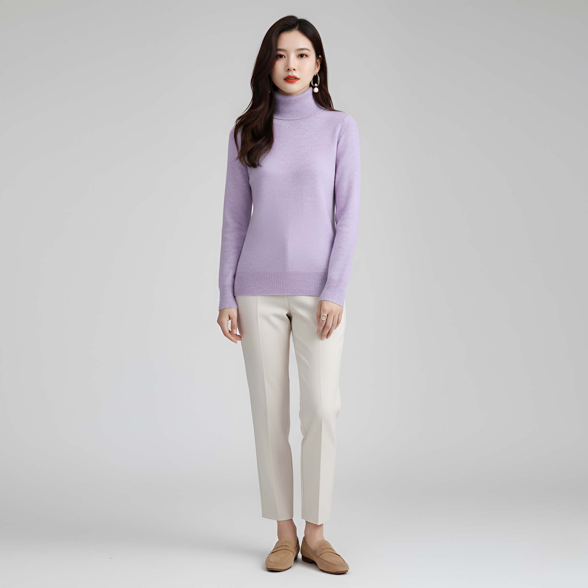 By Assuli Women’s Turtleneck Knit Sweater Slim Fit Long Sleeve Top