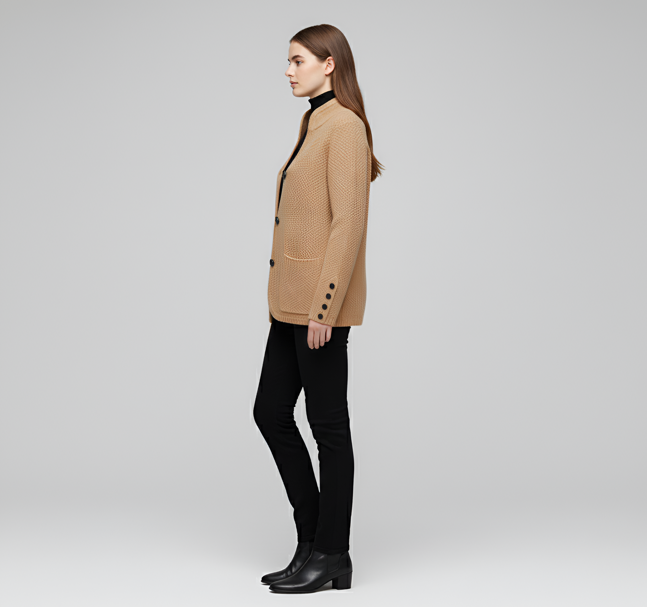 By Assuli women’s textured button front jacket with pockets and relaxed fit