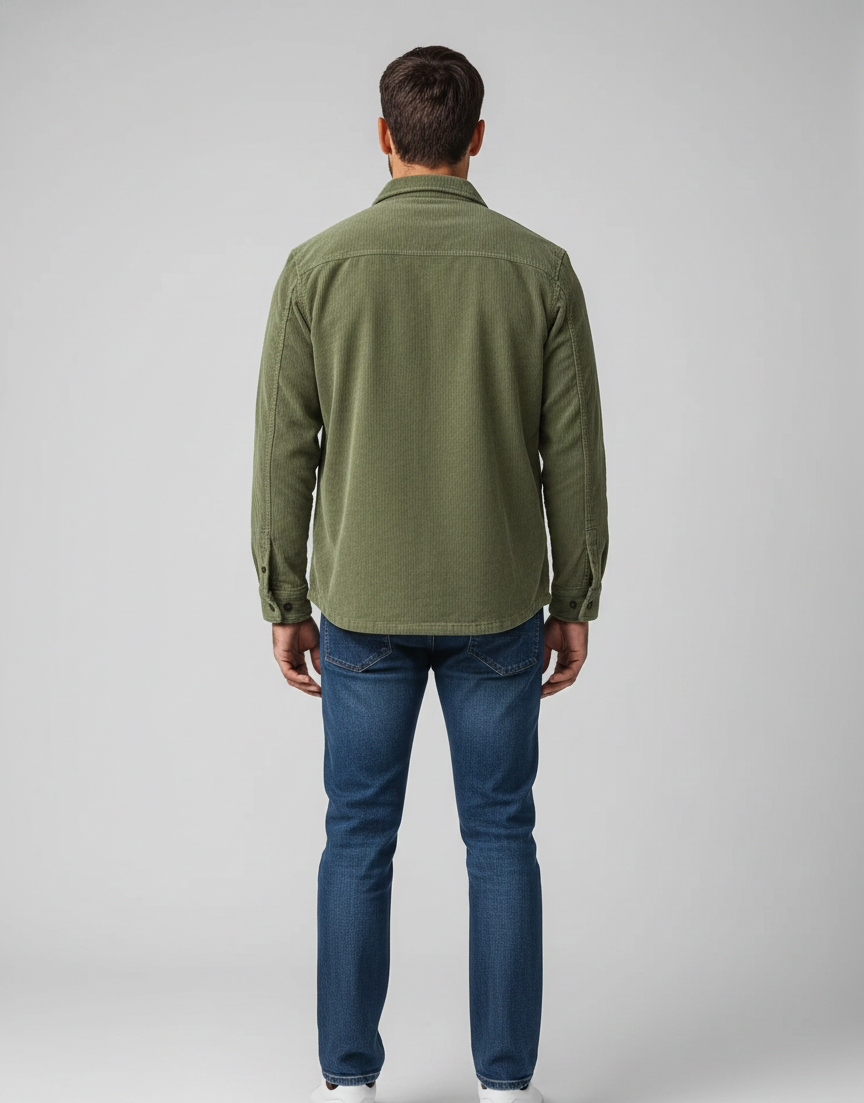 Camicia da uomo in velluto a coste con bottoni By Assuli