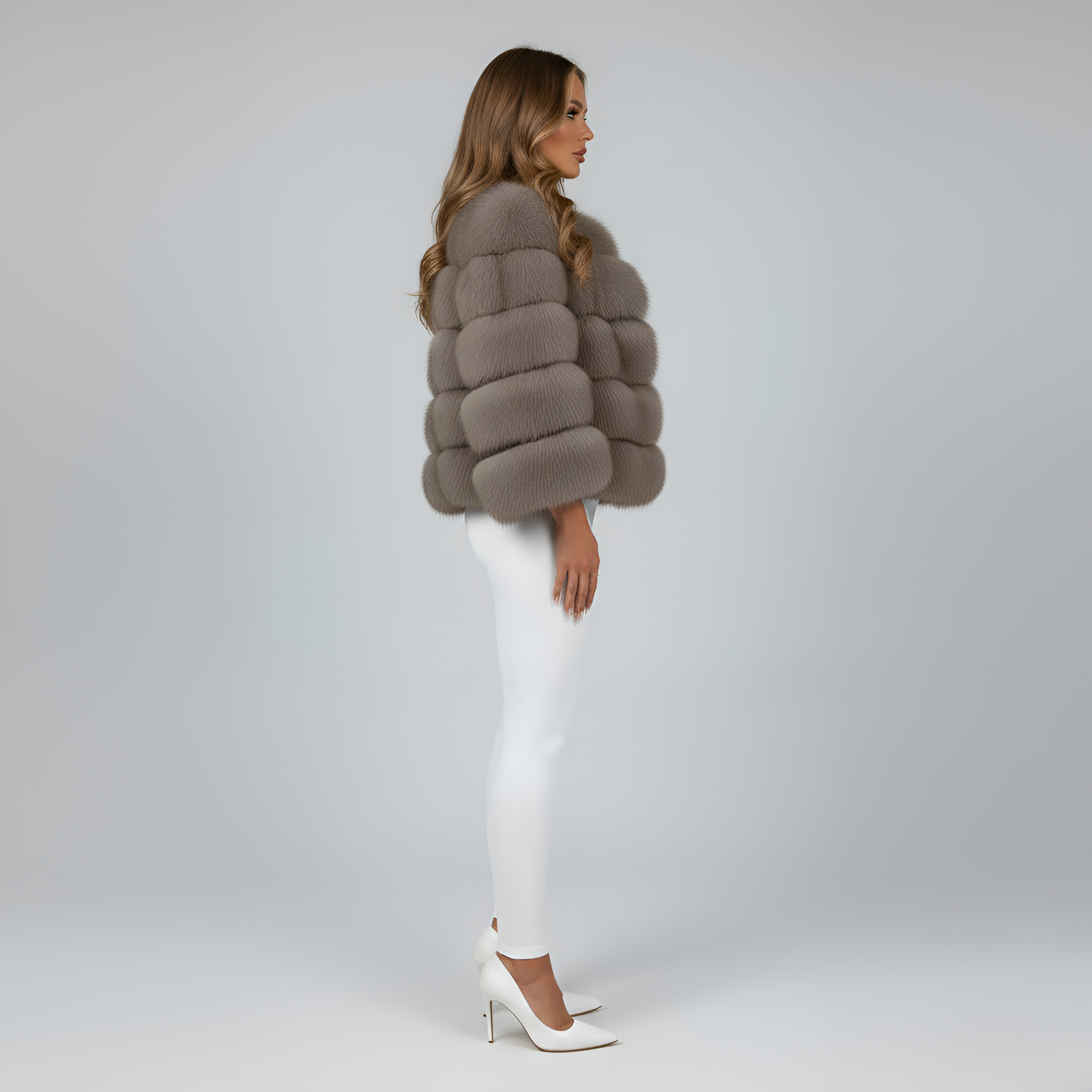 Women’s Faux Fur Jacket Cropped Long Sleeve Winter Outerwear