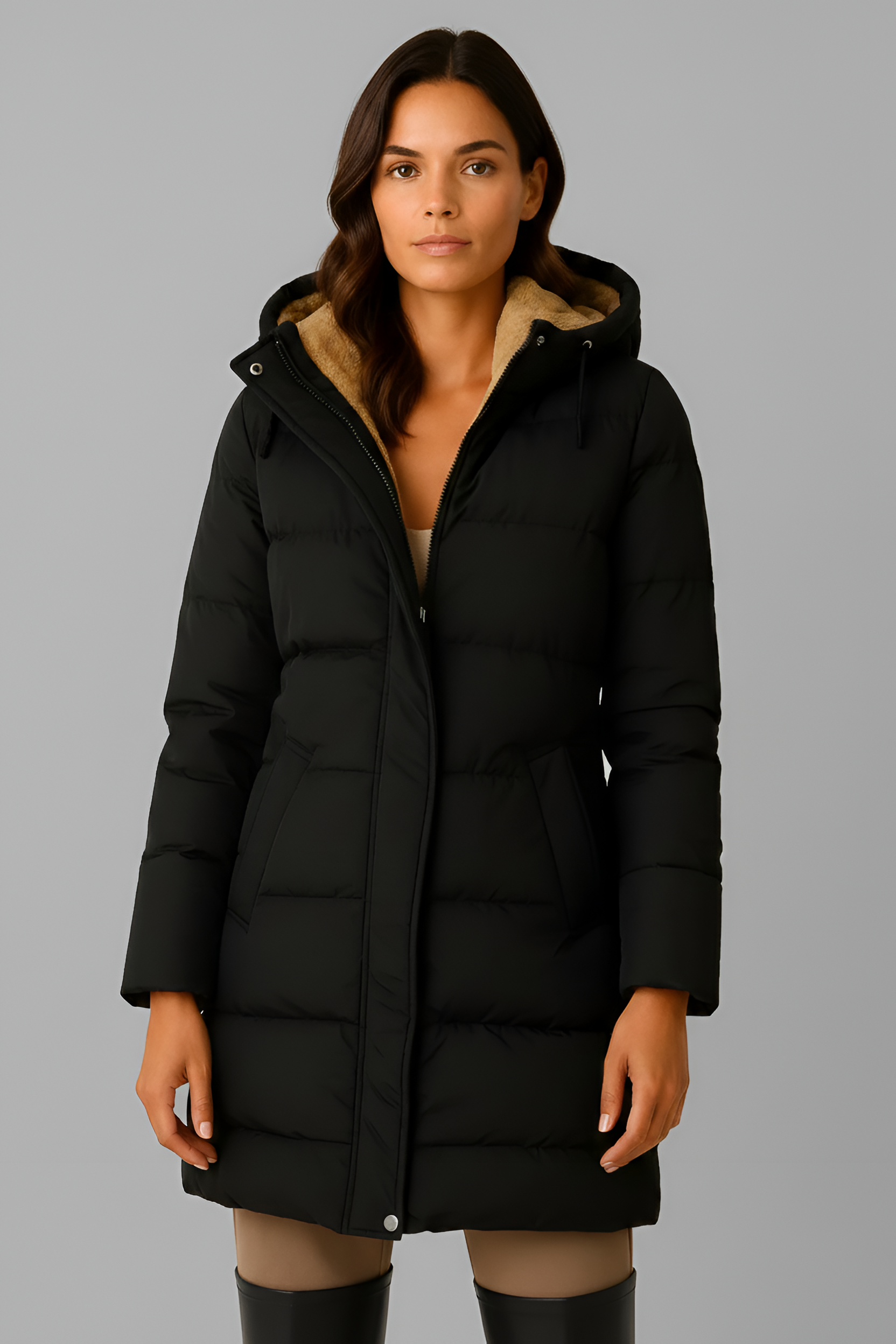 Women’s Long Padded Winter Coat with Hood Insulated Quilted Jacket