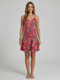 Dámské letní mini šaty s paisley potiskem a tenkými ramínky, volnočasové