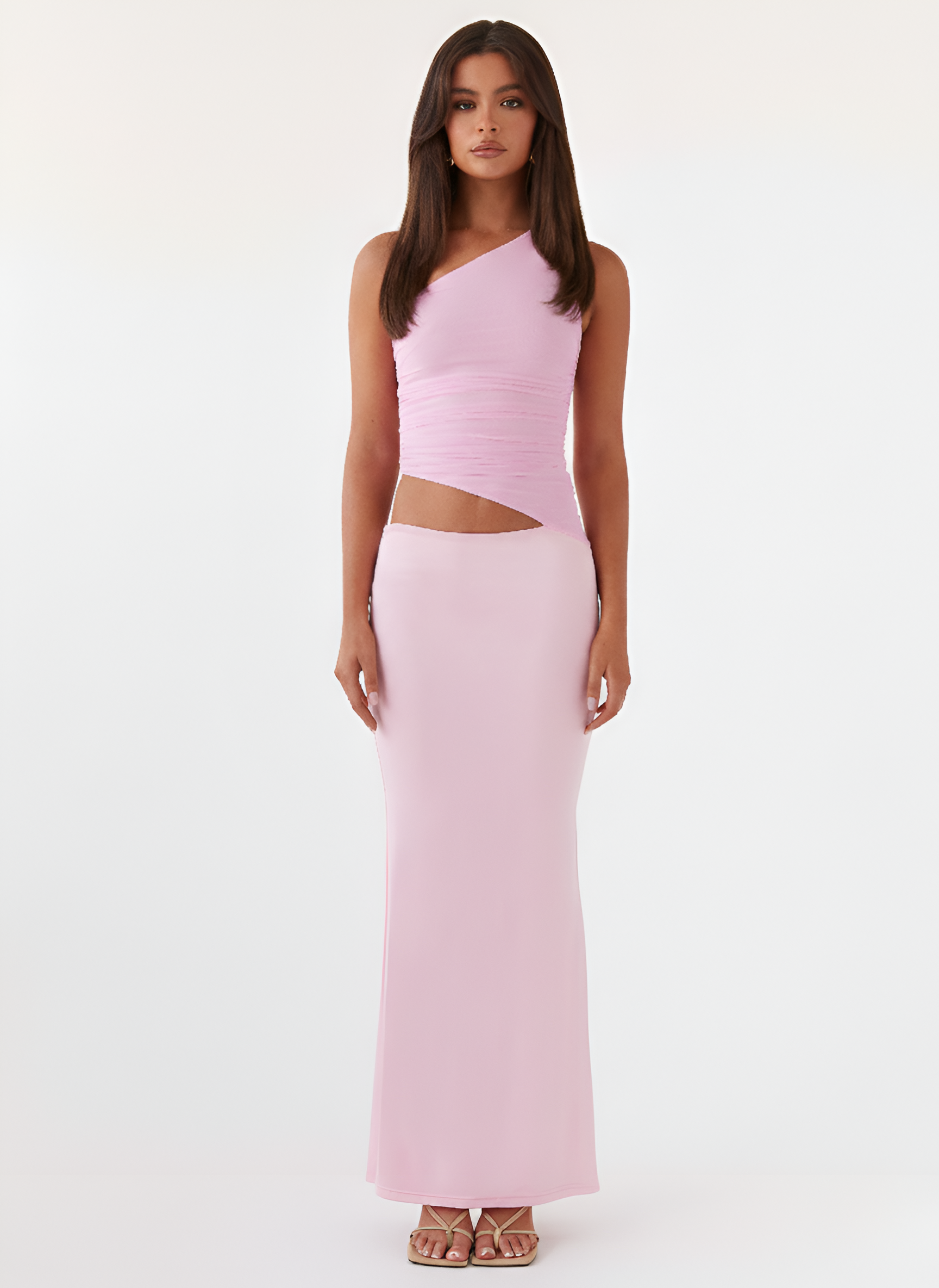 Vestido largo ajustado de una sola manga para mujer con abertura, para ocasiones de noche