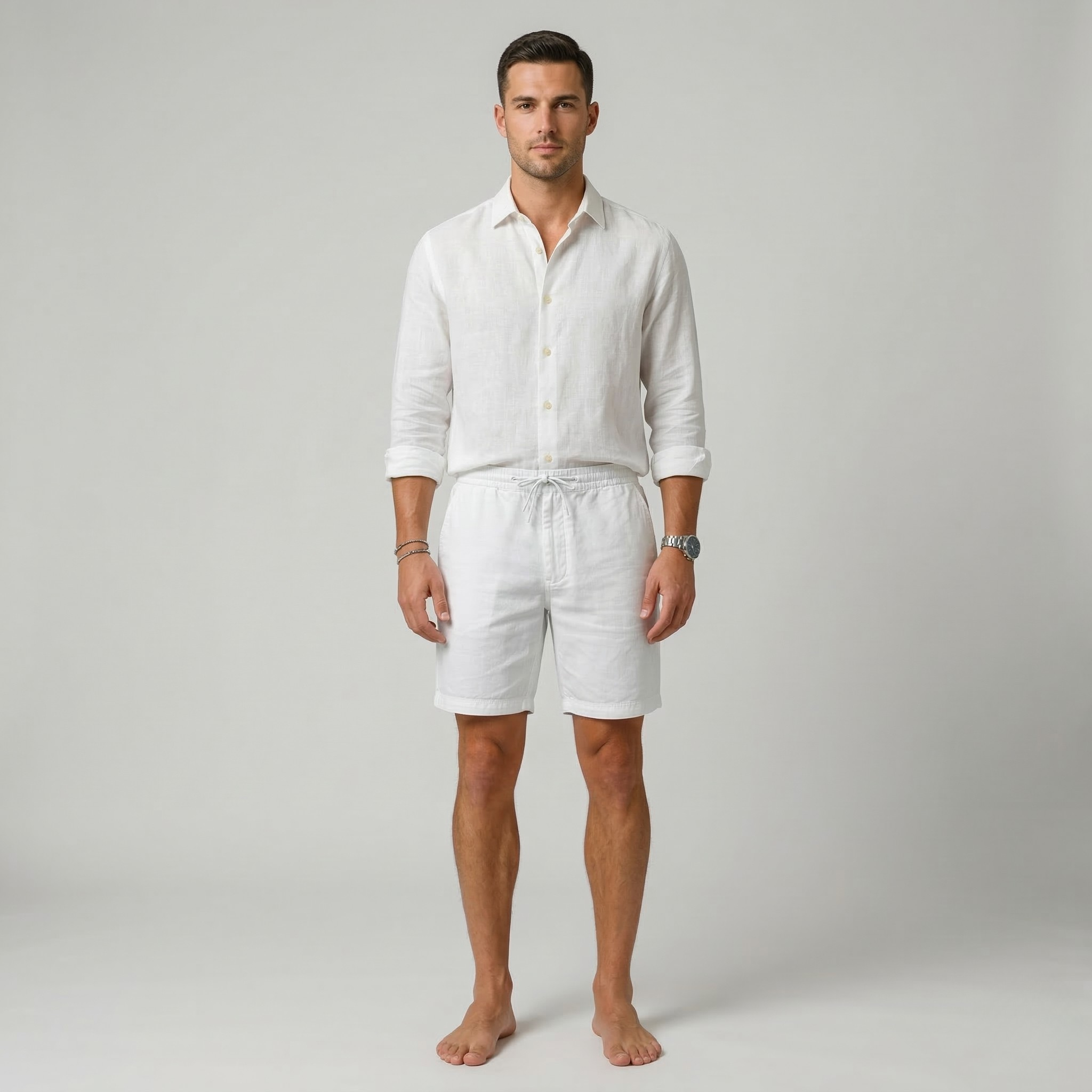 Shorts décontractés pour homme à cordon de serrage, taille élastique, légers, pour l'été et la détente