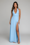 Women’s Halter Neck Maxi Dress with High Slit Evening Gown